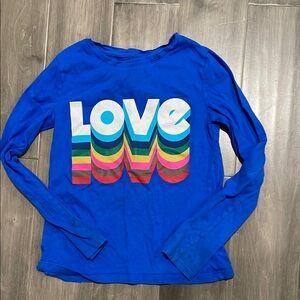 Gap Kids- Blue Kids Shirt with Colorful 'Love' Design- worn twice